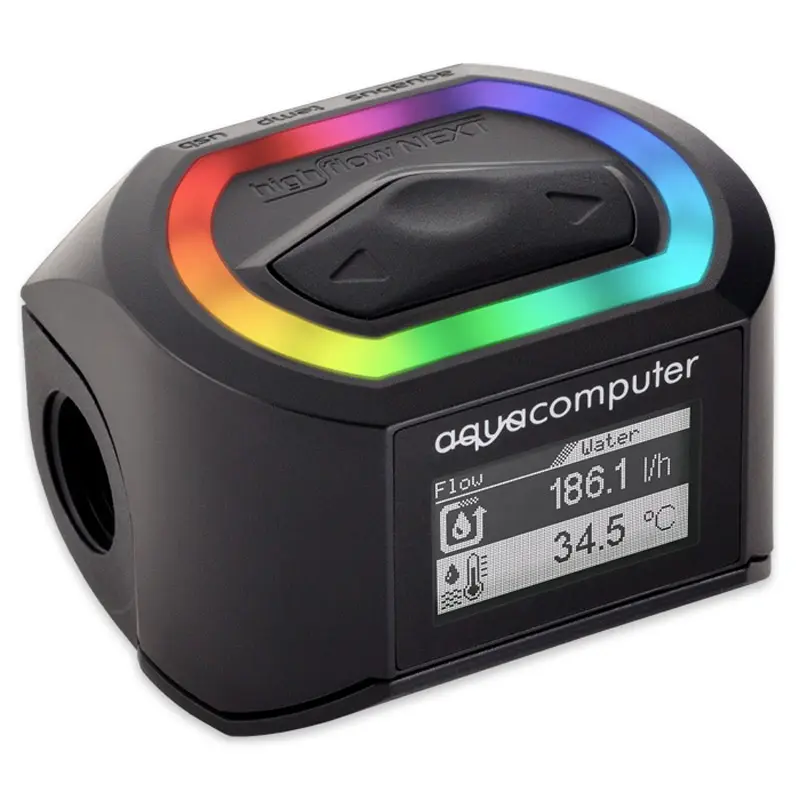 aqua computer Sensore di Flusso a basso atrito NEXT, 2x G1/4 - Nero
