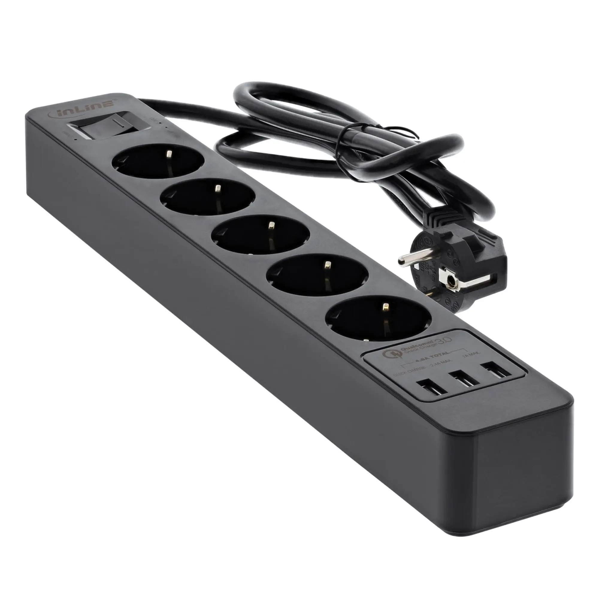 InLine Multipresa 5 prese Shucko, Interruttore di Protezione, …