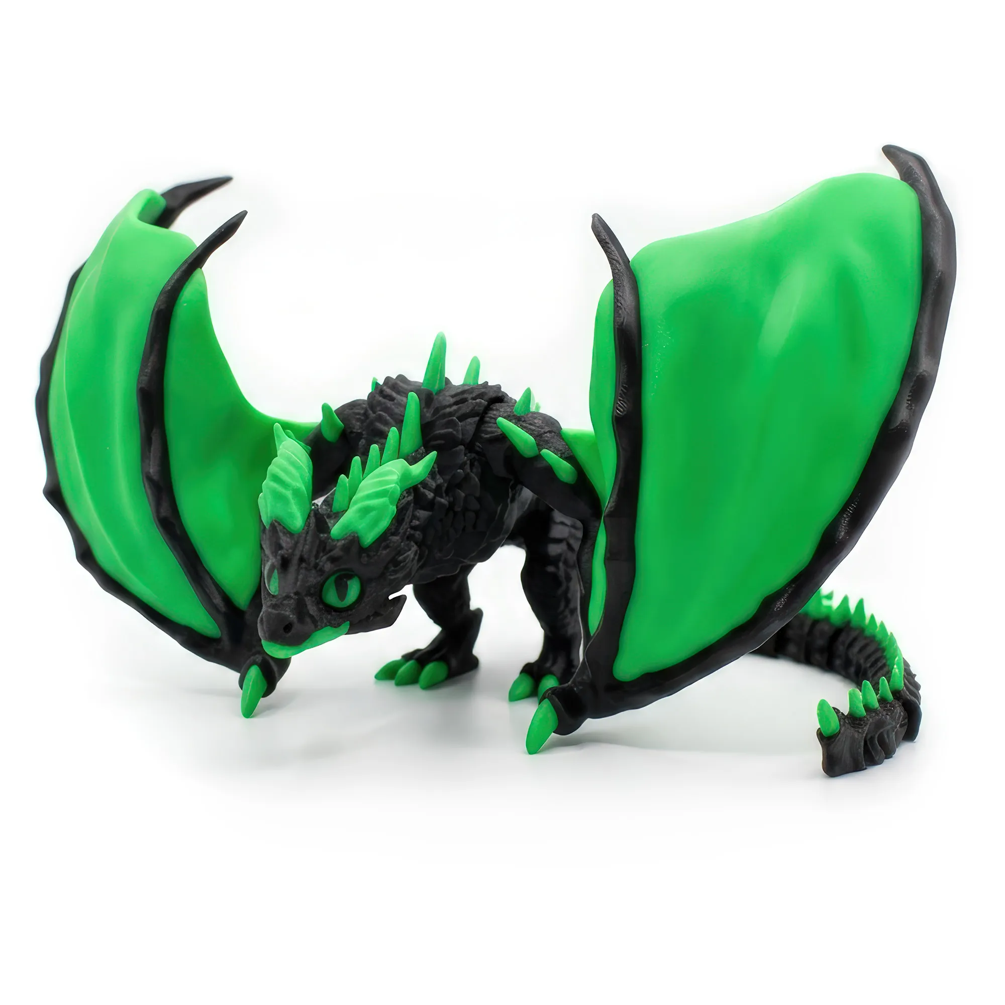 Viverna Flessibile Articolata - Statuetta Stampata in 3D, Fidget Antistress - Verde/Nero