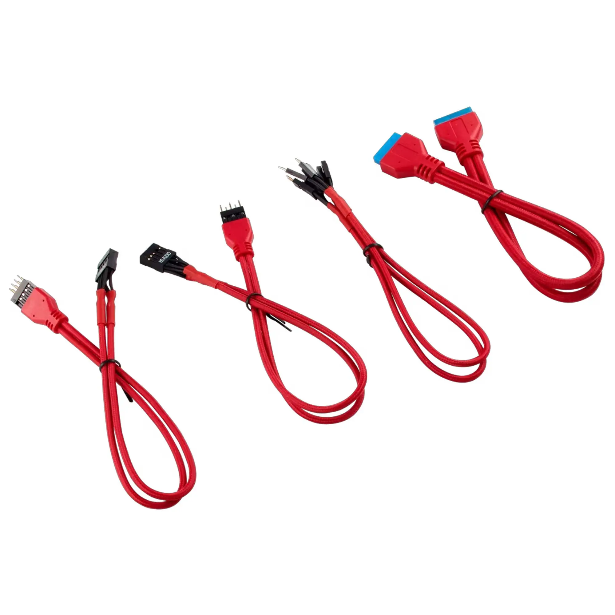 Corsair Premium Sleeved Front Panel Extension Kit, Rosso - 30cm