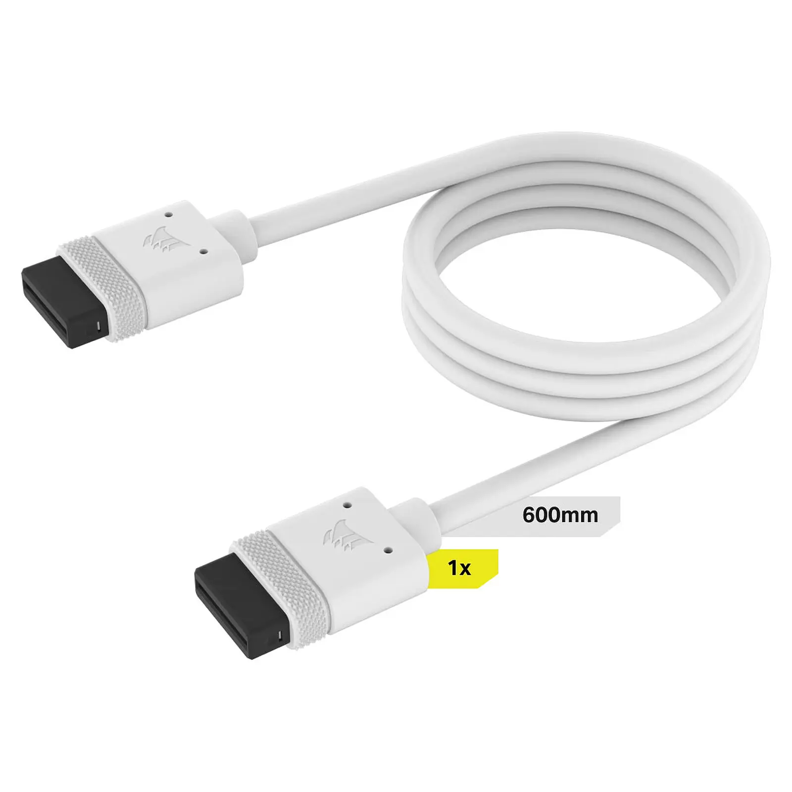 Corsair iCUE LINK Cable, 1x 600mm con Connettori Dritti - Bianco