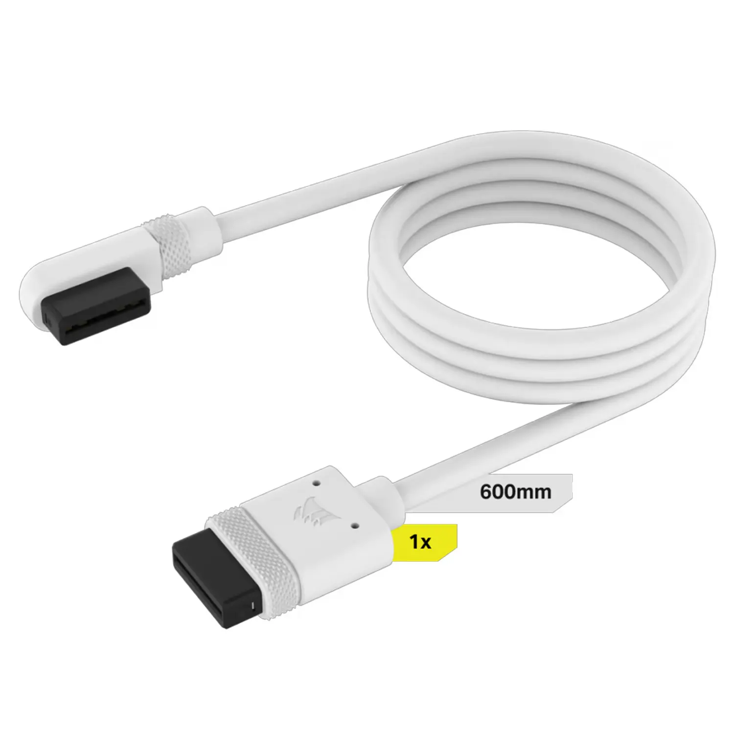 Corsair iCUE LINK Cable, 1x 600mm con Connettore 90° - Bianco