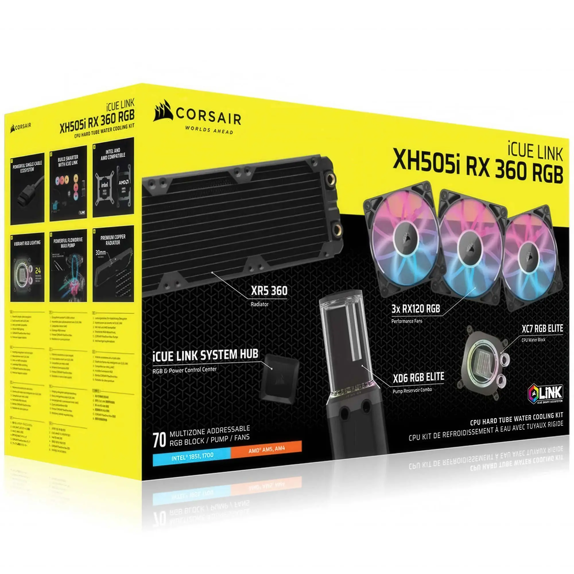 Corsair Kit di raffreddamento HYDRO X SERIES iCUE LINK XH505i RX 360 RGB - Nero