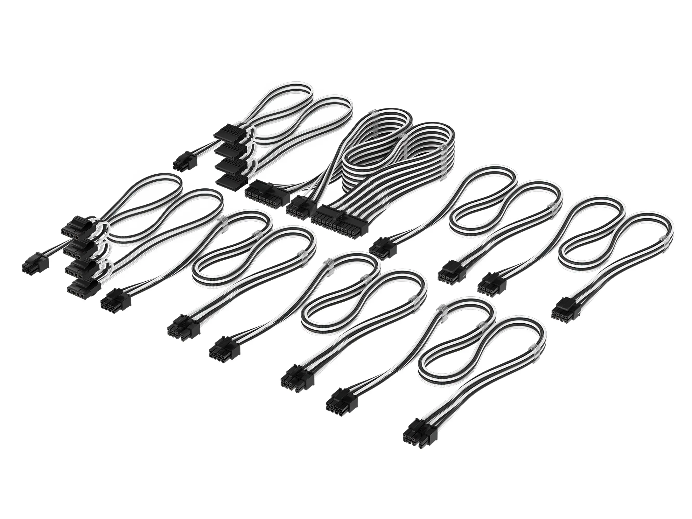 Premium Individually Sleeved DC Cable Pro Kit, Type 5, Bianco/Nero