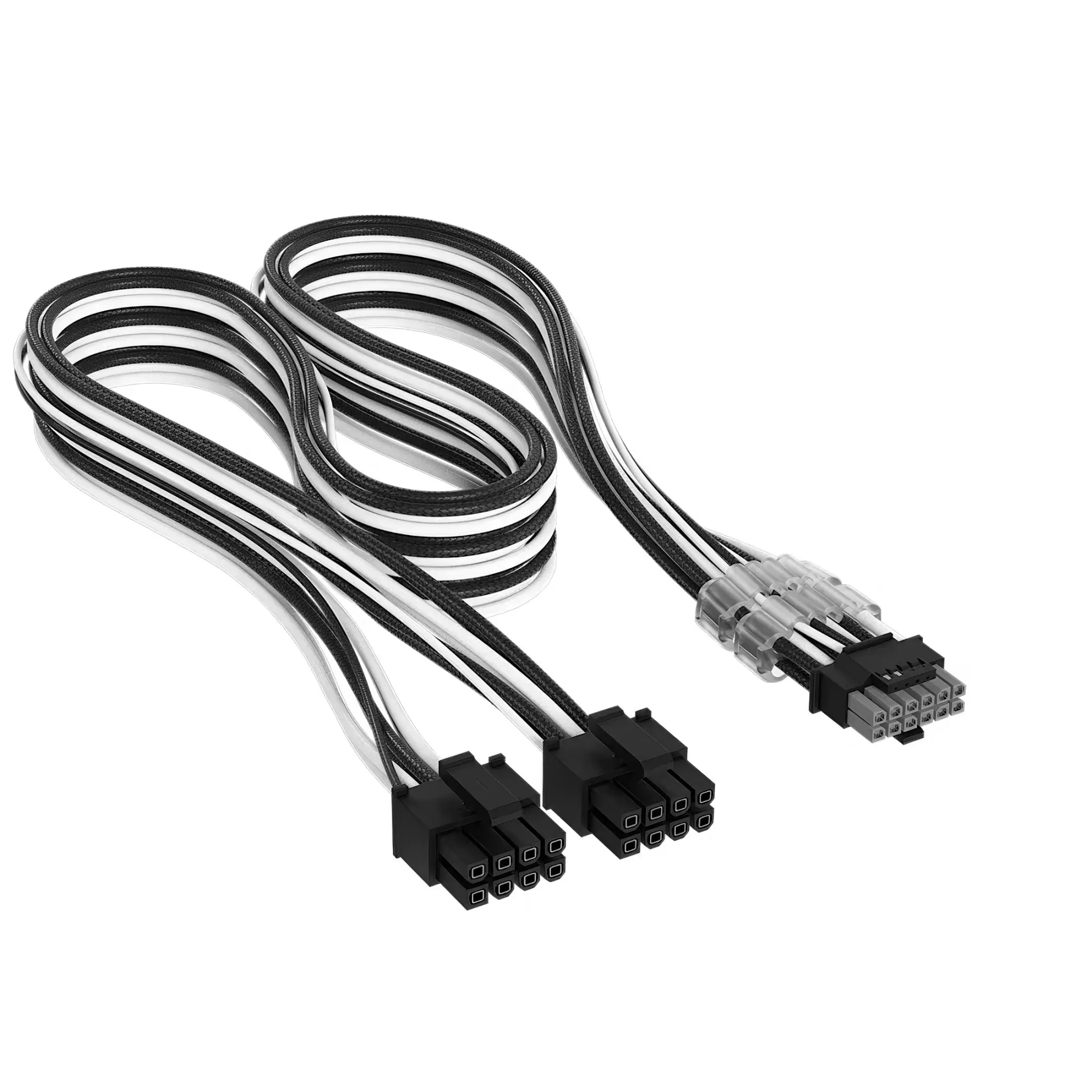 Premium Individually Sleeved, 2x 8-Pin to 12V-2x6 600W Cable, Type 5, Bianco/Nero