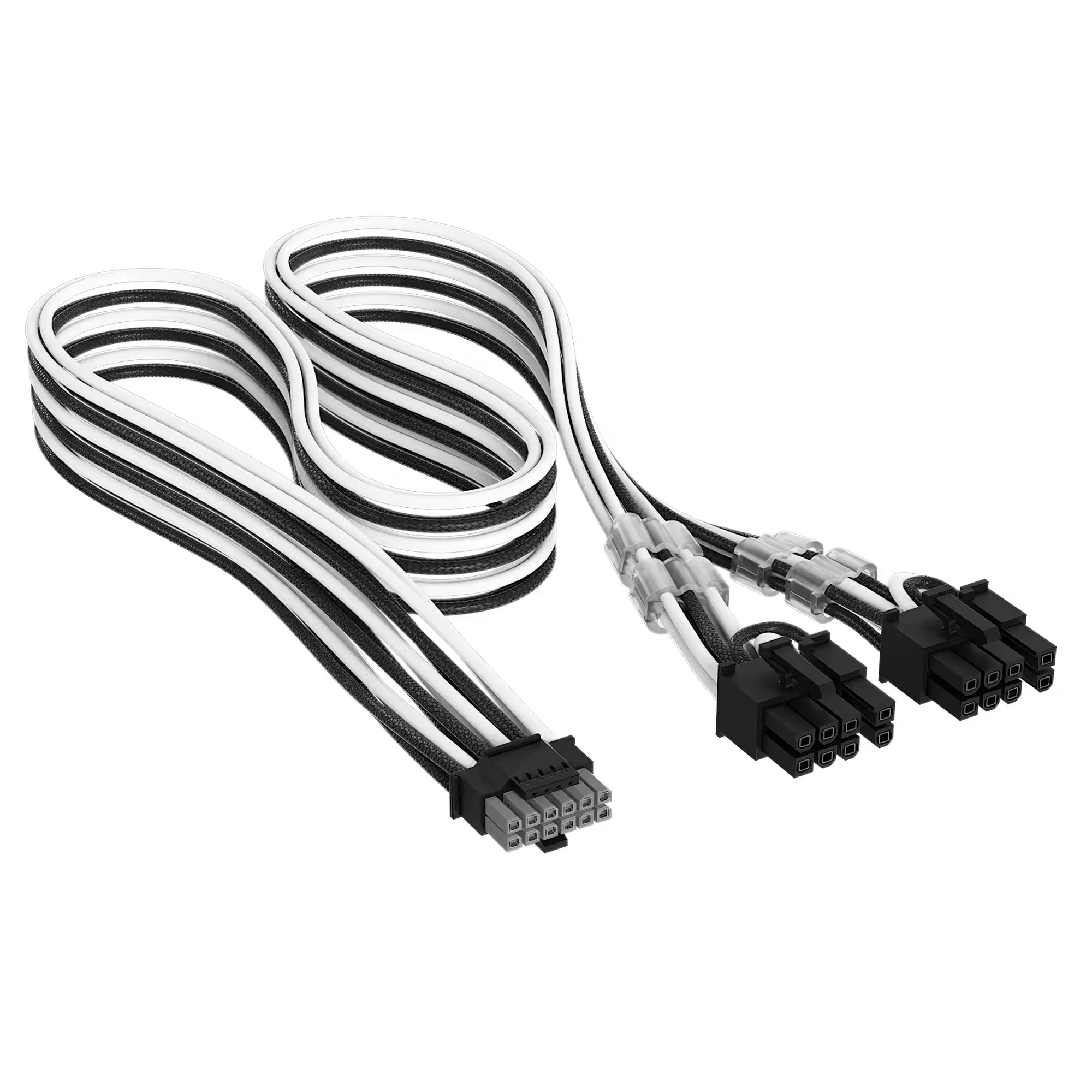 Premium Individually Sleeved, 12V-2x6 to 2x 8-pin (6+2 split) PCIe Cable, Bianco/Nero