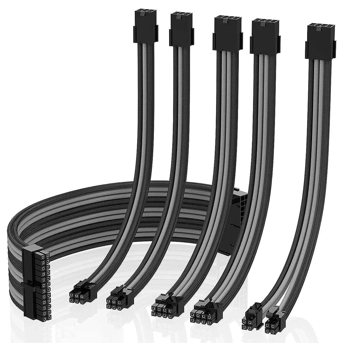 Kit Prolunghe Sleevate ATX/EPS/PCIe con Pettini - Nero/Grigio