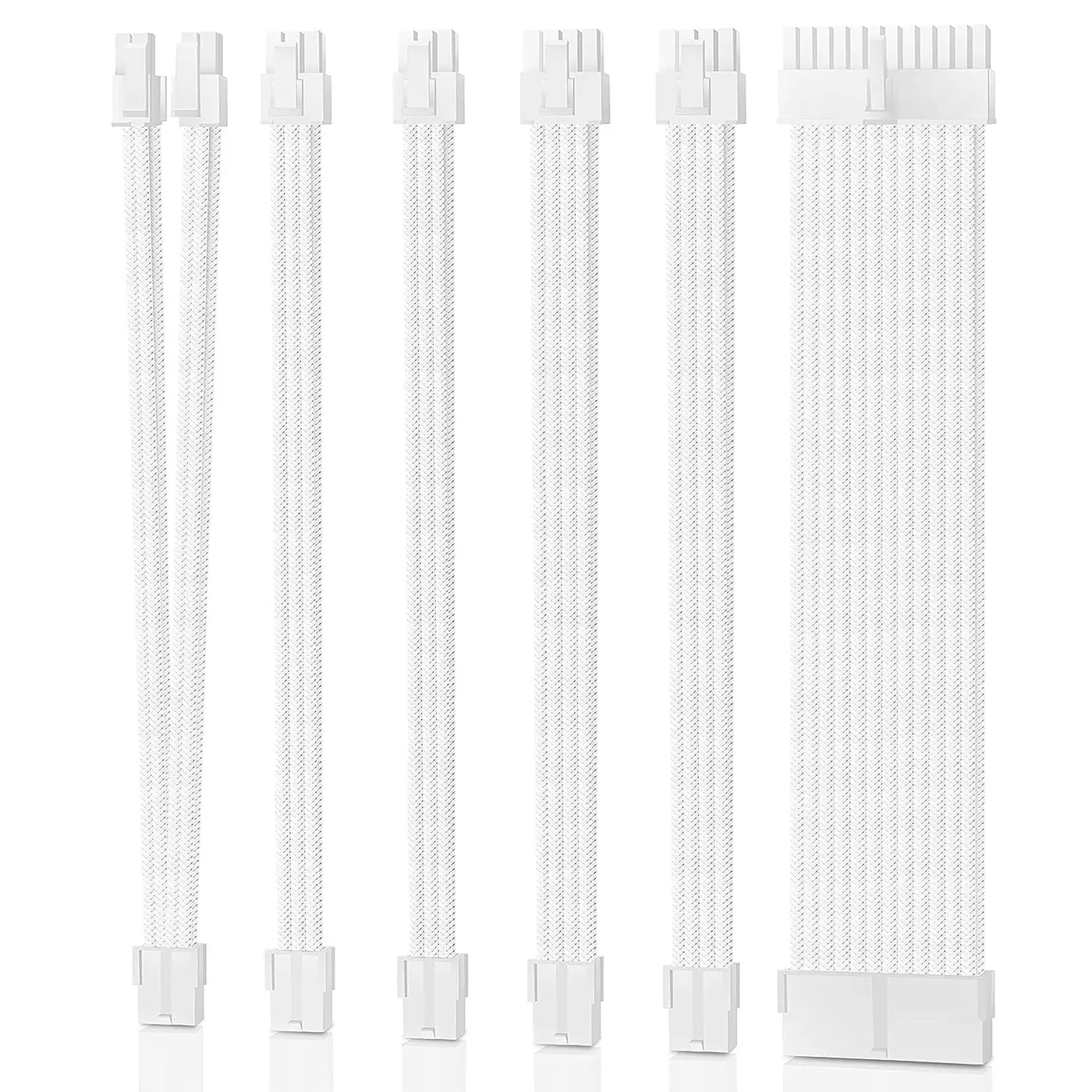 Kit Prolunghe Sleevate ATX/EPS/PCIe con Pettini - Bianco/Bianco