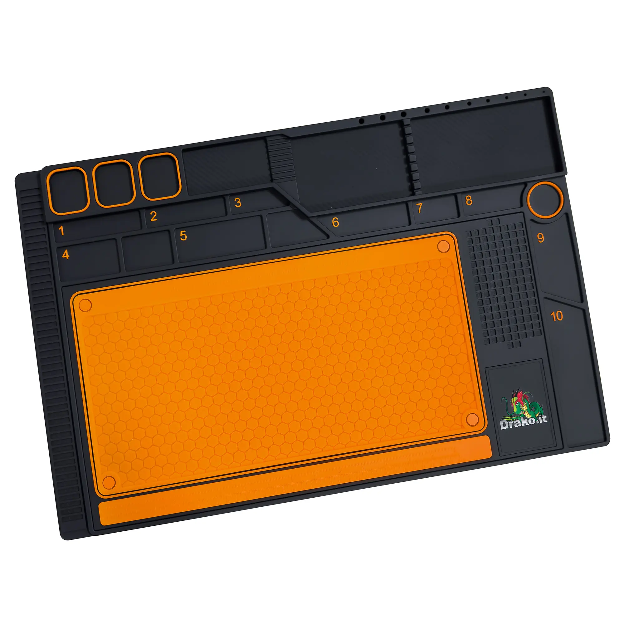 Tappetino in silicone personalizzato Drako - Nero/Arancione