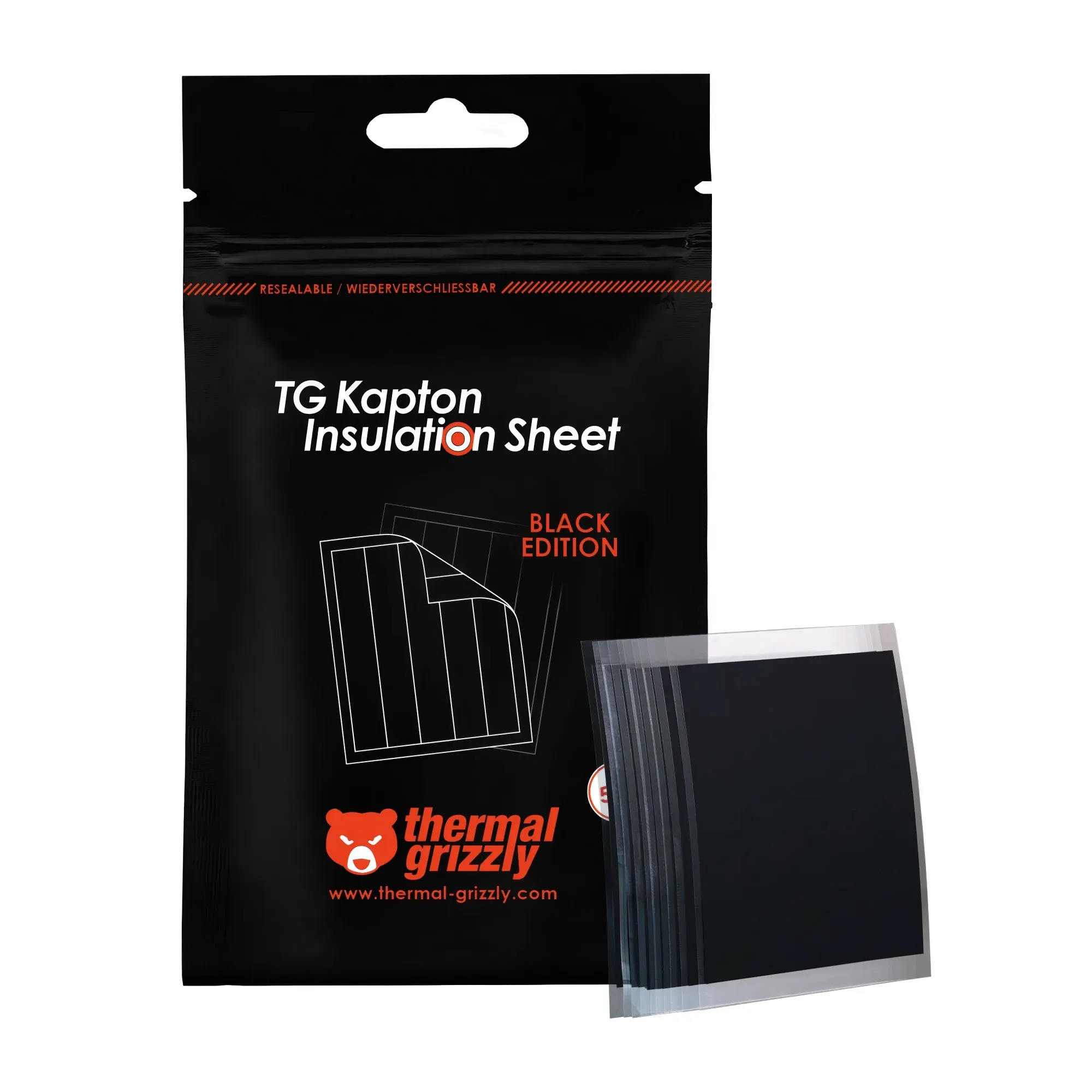 Thermal Grizzly Kapton Insulation Sheet, 10 x 60mm - Nero - Confezione da 50