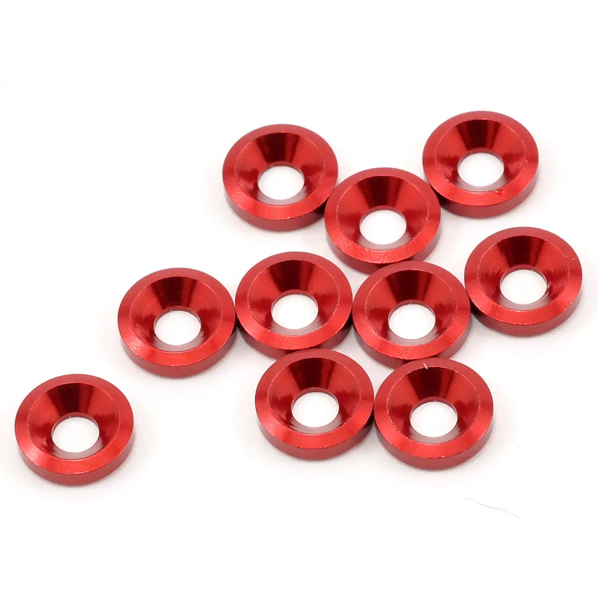 Rondelle Svasate M3, 10 Pezzi - Rosso