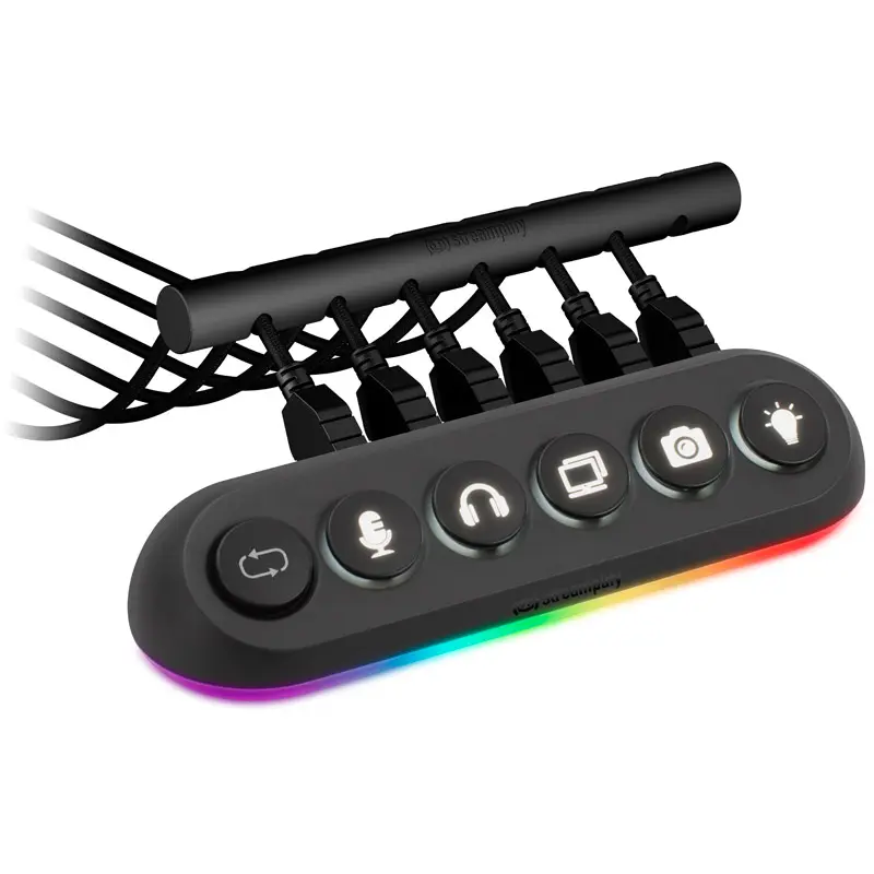 Streamplify HUB Deck 5, 4x USB 3.0, 1x USB 2.0, RGB, 12 V, Alimentazione EU - Nero