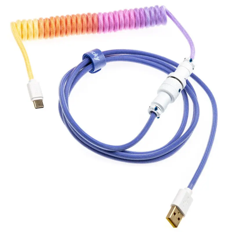 Ducky Premicord Afterglow Cable Coiled, USB Type C a Type A - 1,8m