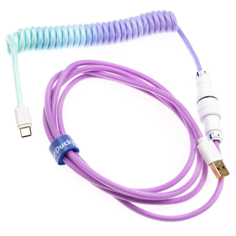 Ducky Premicord Azure Cable Coiled, USB Type C a Type A - 1,8m