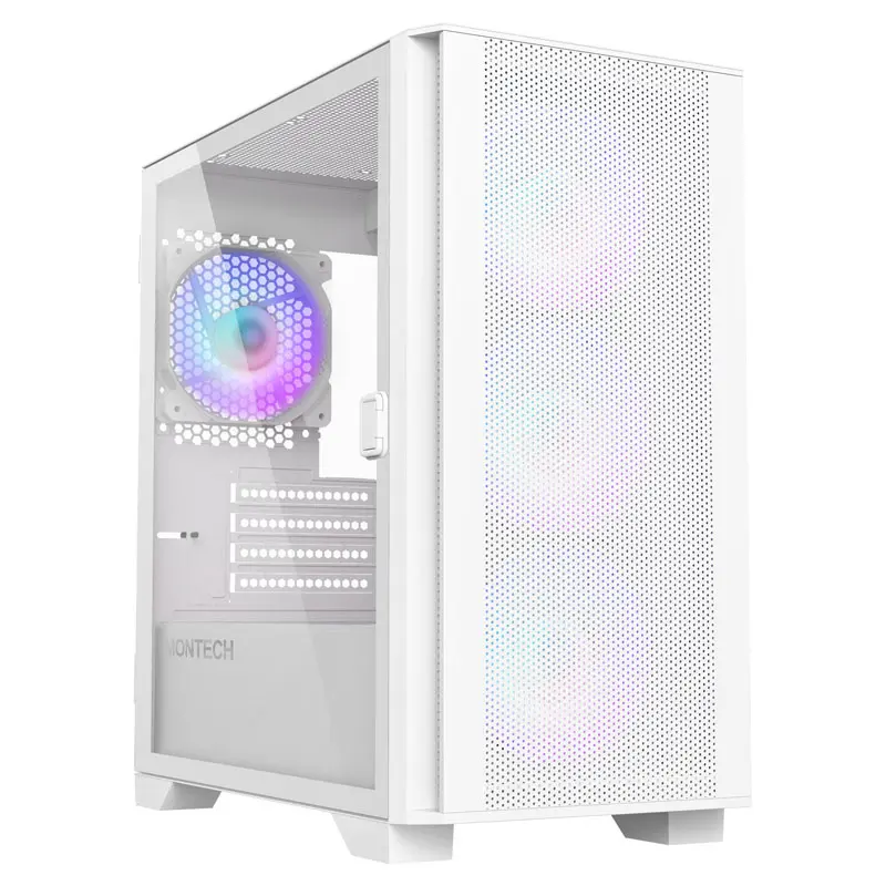 Montech AIR 100 ARGB, Mini-Tower, Vetro Temperato - Bianco