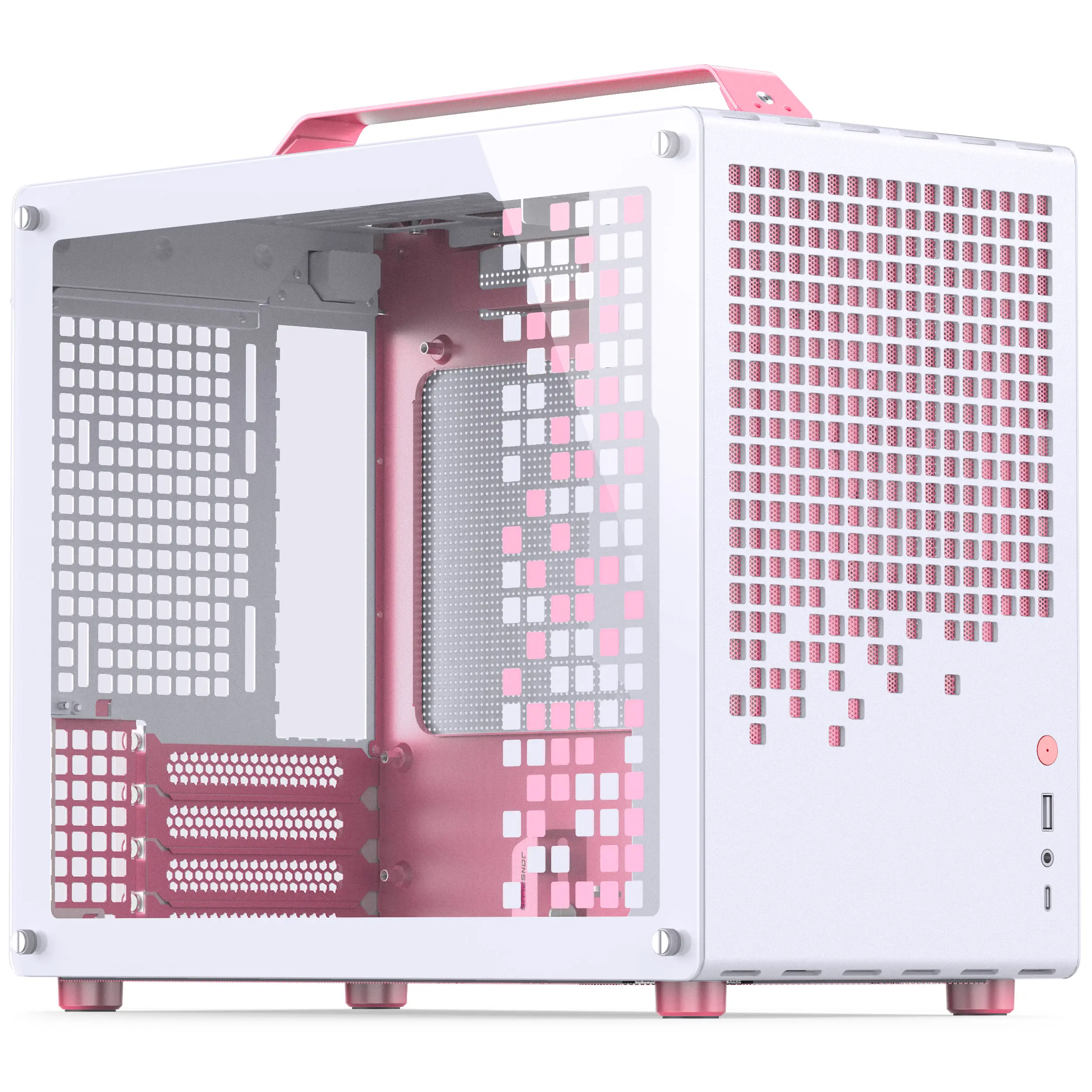 Jonsplus Z20 Handle Case mATX - Bianco/Rosa