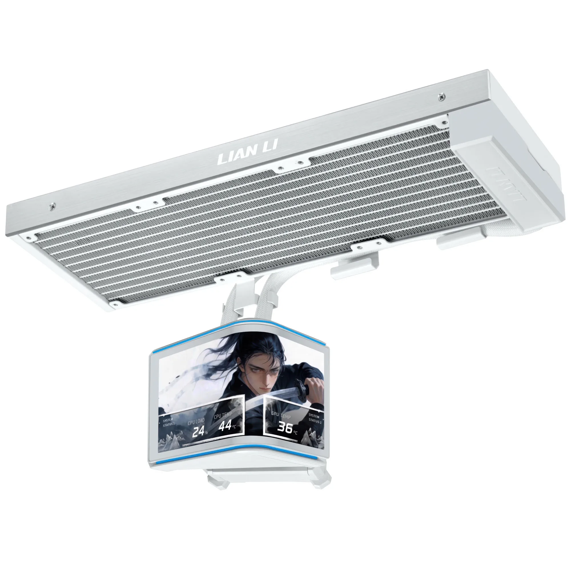 Lian Li HydroShift II OLED Curved 360 Fanless - AIO 360mm con display OLED curvo 2K - Bianco