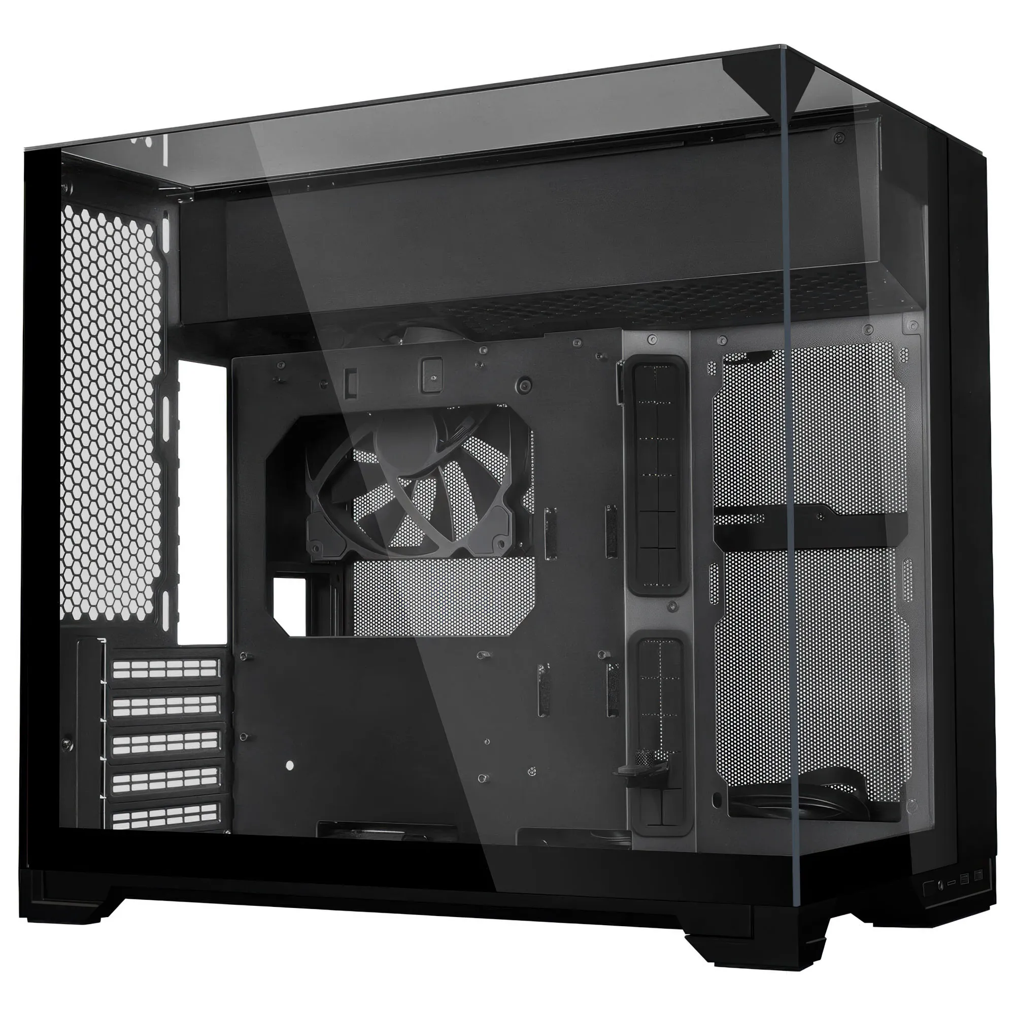 Lian Li O11 Vision-M - Case Micro-ATX Dual-Chamber Vetro Temperato 3 Lati Nero