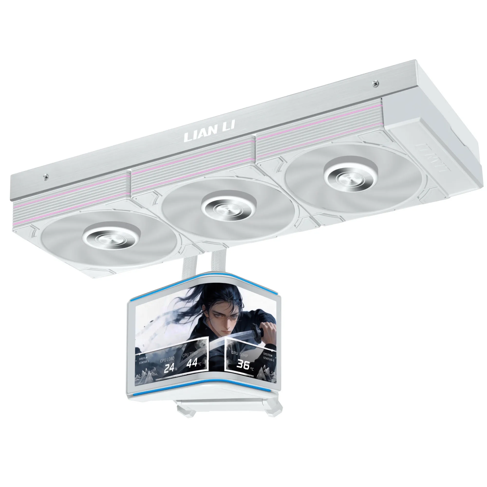 Lian Li HydroShift II OLED Curved 360 UNI FAN P28 V2 - AIO 360mm display OLED 2K curvo - Bianco