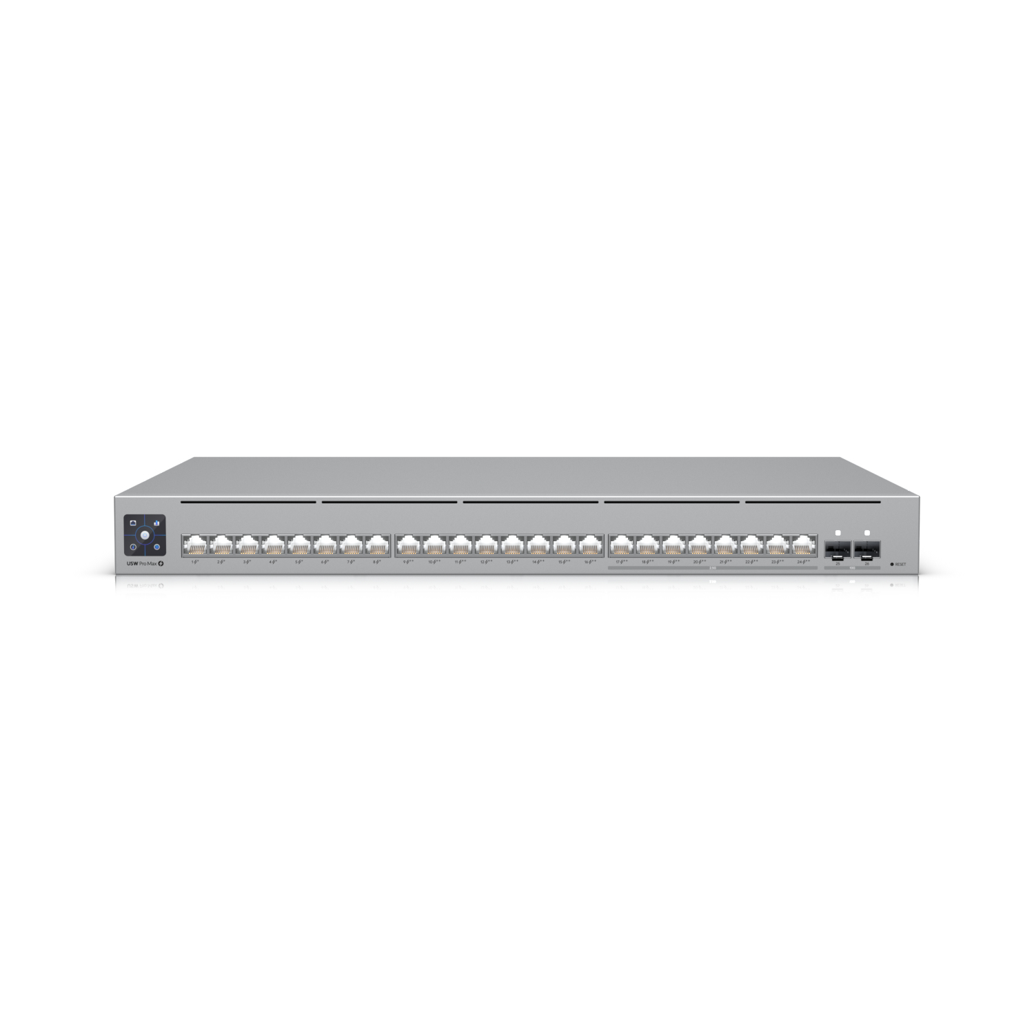 UBIQUITI USW-PRO-MAX-24-POE-EU SWITCH GESTITO L3 24 Porte LAN PoE++ (8P 2.5GbE + 16P 1G) Budget 400W + 2 Porte 10G SFP+ GRIGIO MONTABILE SU RACK