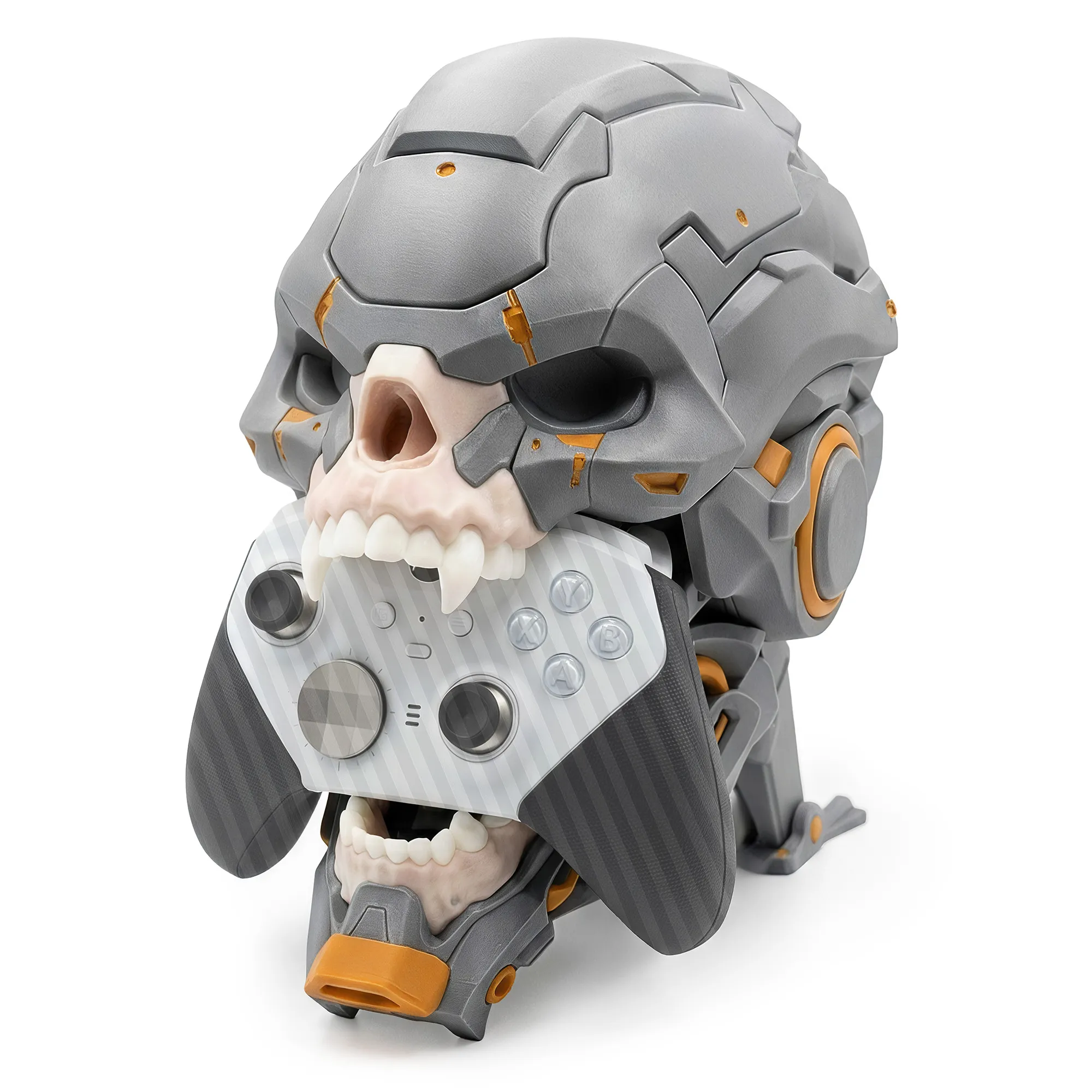 CyberSkull Apex - Stand Controller Cyberpunk con Gestione Cavi - Silver