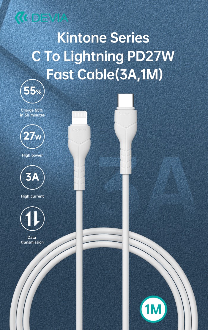 CAVO DEVIA TYPE-C A LIGHTNING APPLE 27W