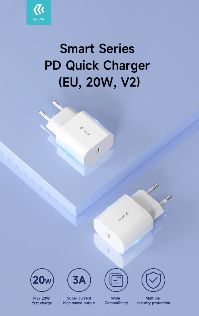 DEVIA CARICA BATTERIE TYPE-C CARICA RAPIDA PD 20W WHITE