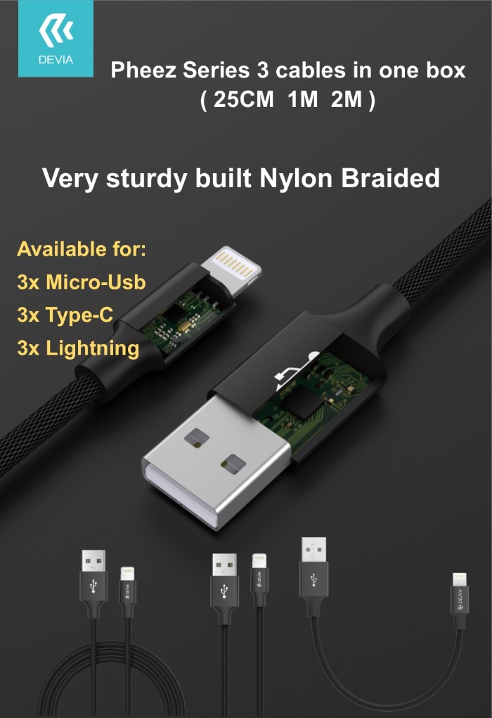 CAVO LIGHTNING SET 3pz 25c/1m/2m 5V 2.1A