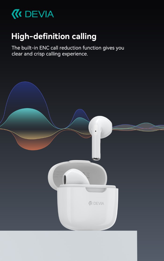 DEVIA AURICOLARI TWS-K1BLUETOOTH 5.3 EM057 WHITE