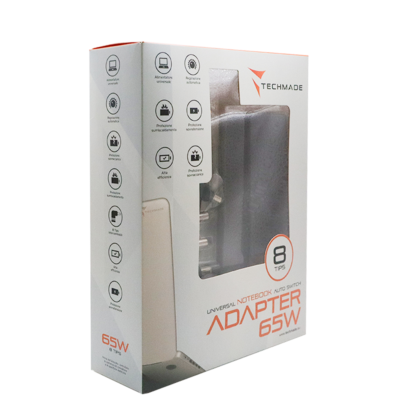 TECHMADE ALIMENTATORI UNIVERSALI PER NOTEBOOK 65W