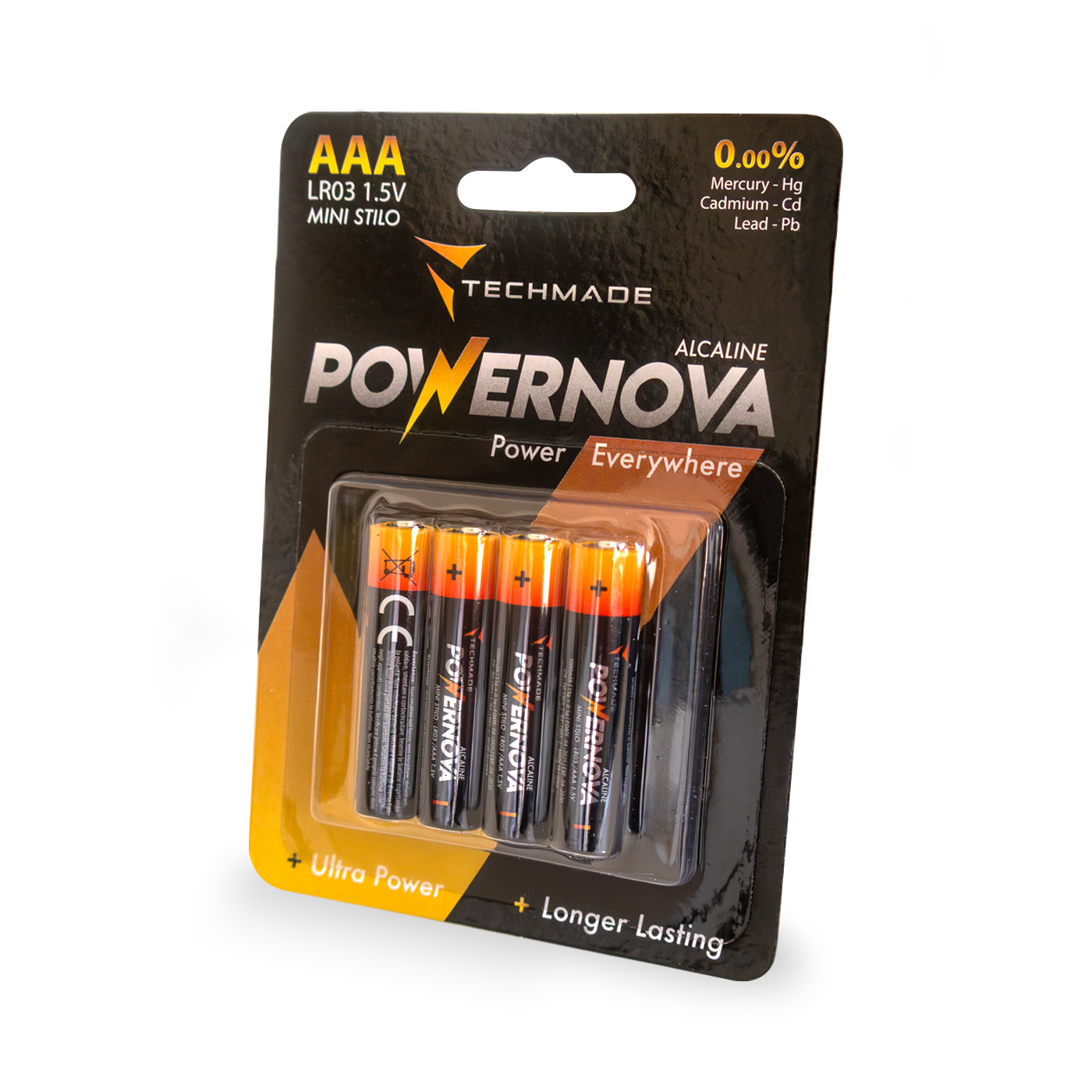TECHMADE BATTERIA MINISTILO ALCALINE AAA TM-LR03 PACK DA 4