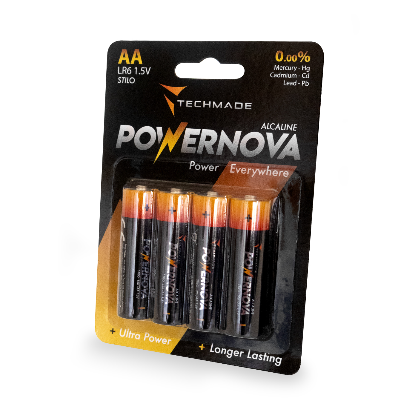 TECHMADE BATTERIA STILOALCALINE Modello AA TM-LR6 PACK DA 4
