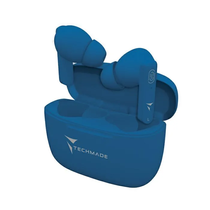TECHMADE EARBUDS DI COLORE BLU CON SUPER BASS …