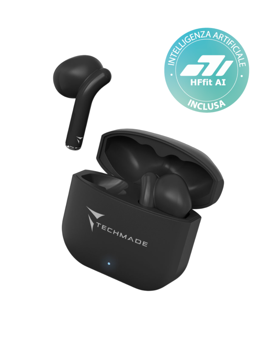 TECHMADE AURICOLARI SENZA FILO CON BOX DI RICARICA CON AI