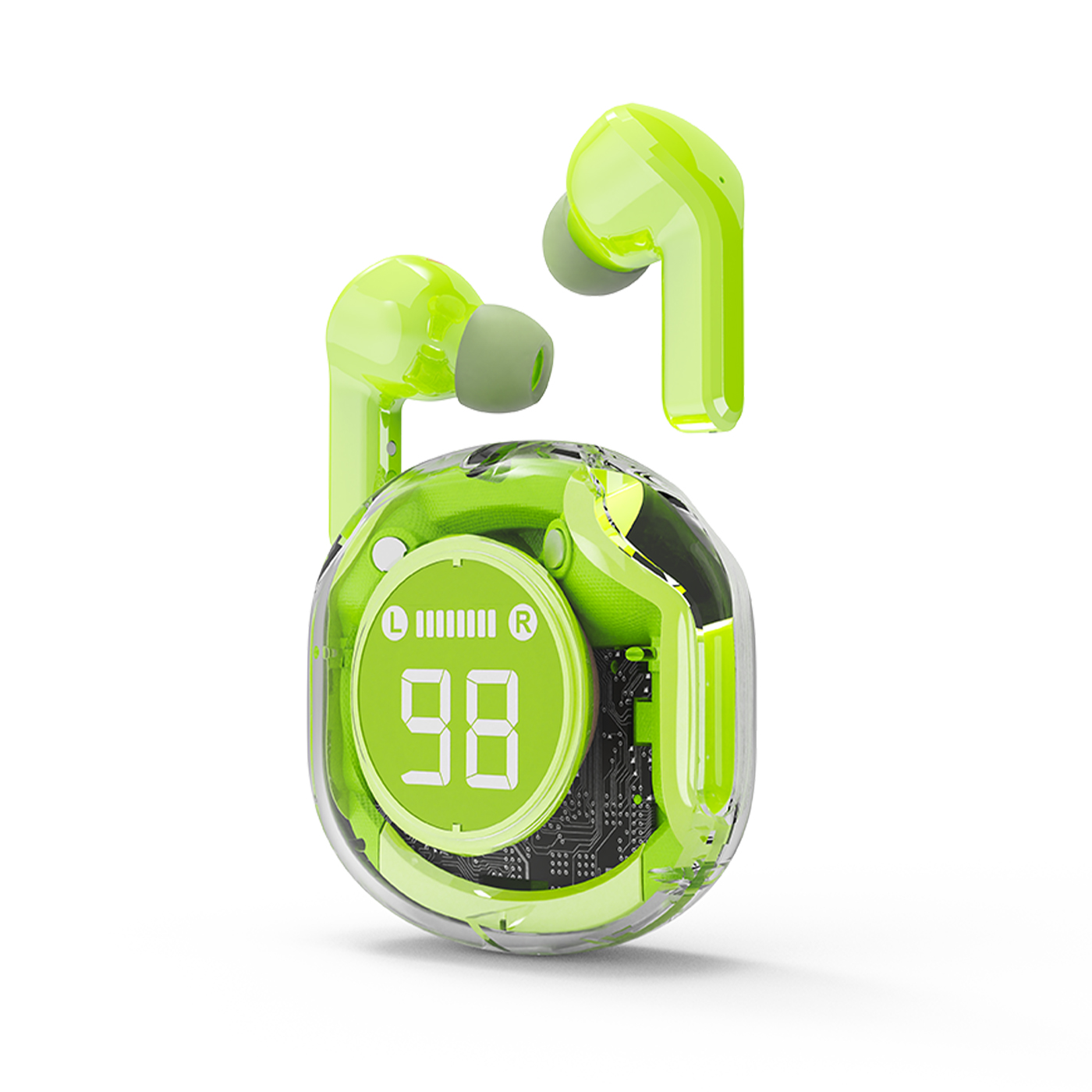 TECHMADE GEMBIRD AURICOLARI IN-EAR TWS TRASPARENTI,VERDI