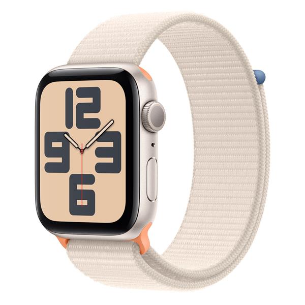 Apple Watch SE (GPS) - 2ª generazione - 44 mm - starlight aluminum - smartwatch con sport loop - nylon - starlight - dimensione del polso: 145-220 mm - 32 GB - Wi-Fi, Bluetooth - 32.9 g