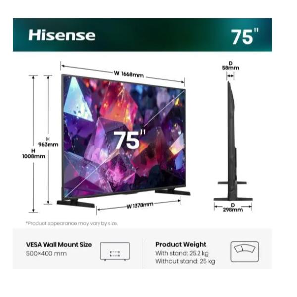 Hisense 75E79KQ PRO Smart TV 75 pollici 4K …