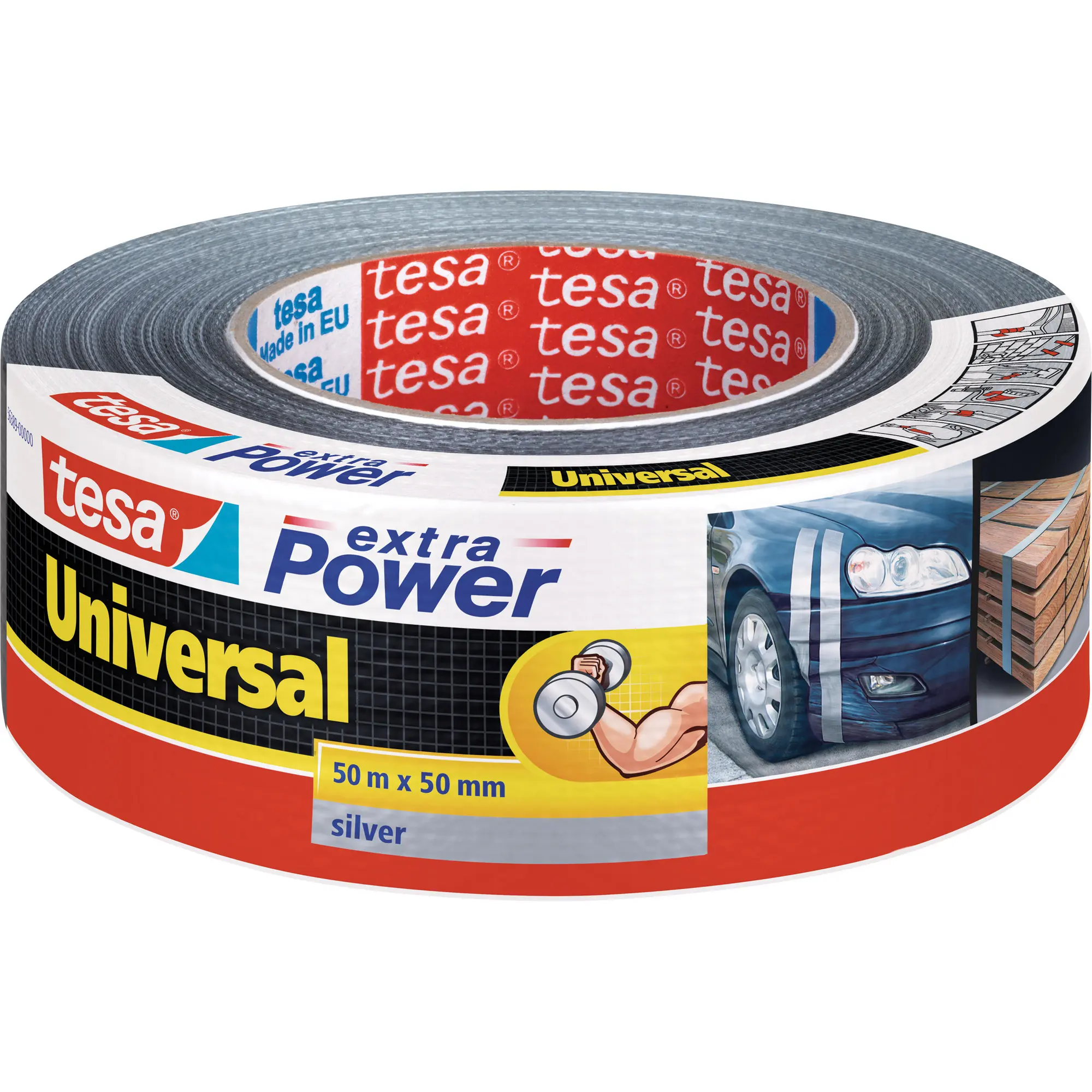 Tesa Extra Power Universal - Nastro adesivo in tessuto 50m x 50mm - Argento