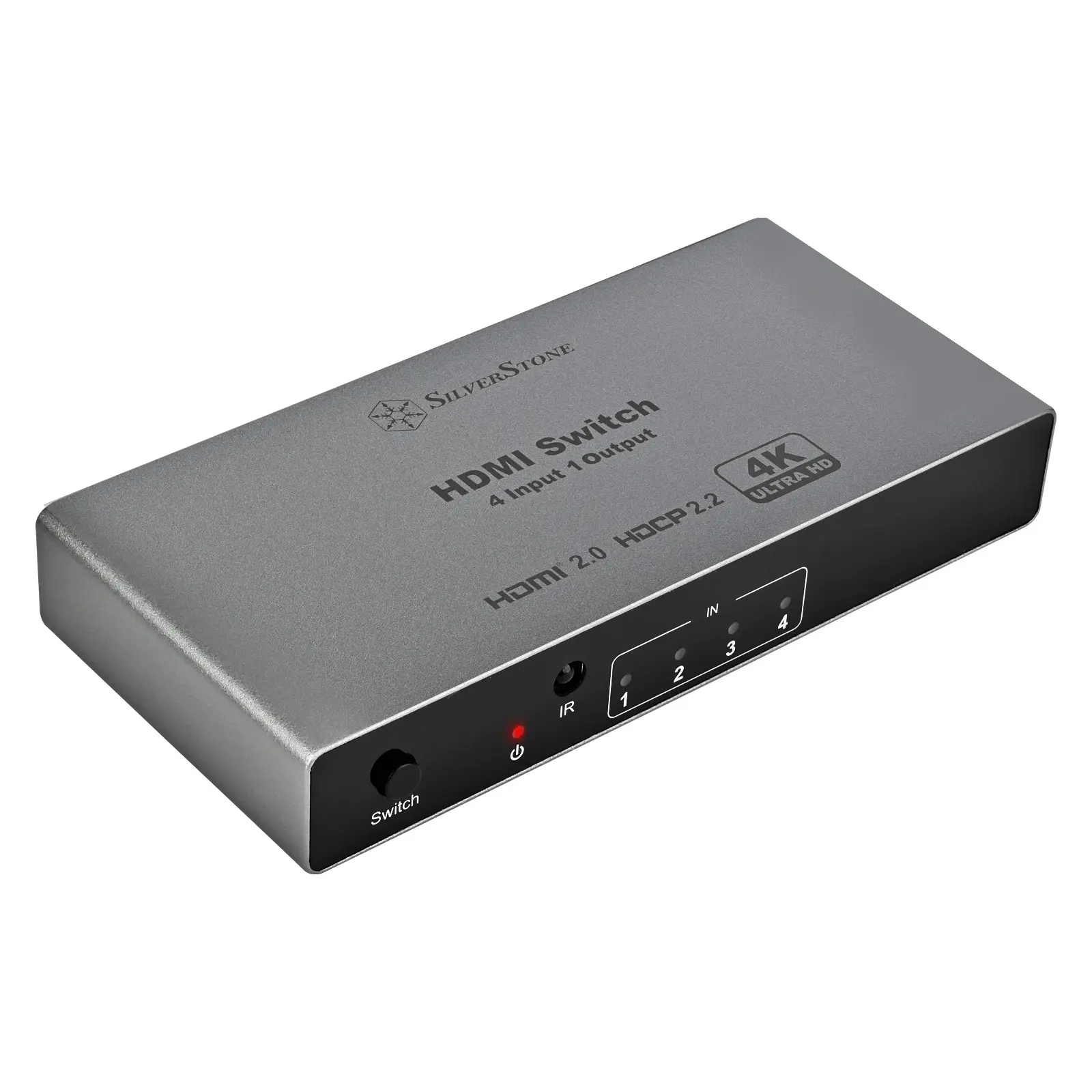 SilverStone HSW41 - Switch HDMI 2.0 4K 4 Ingressi 1 Uscita con Telecomando IR e Protezione Integrata