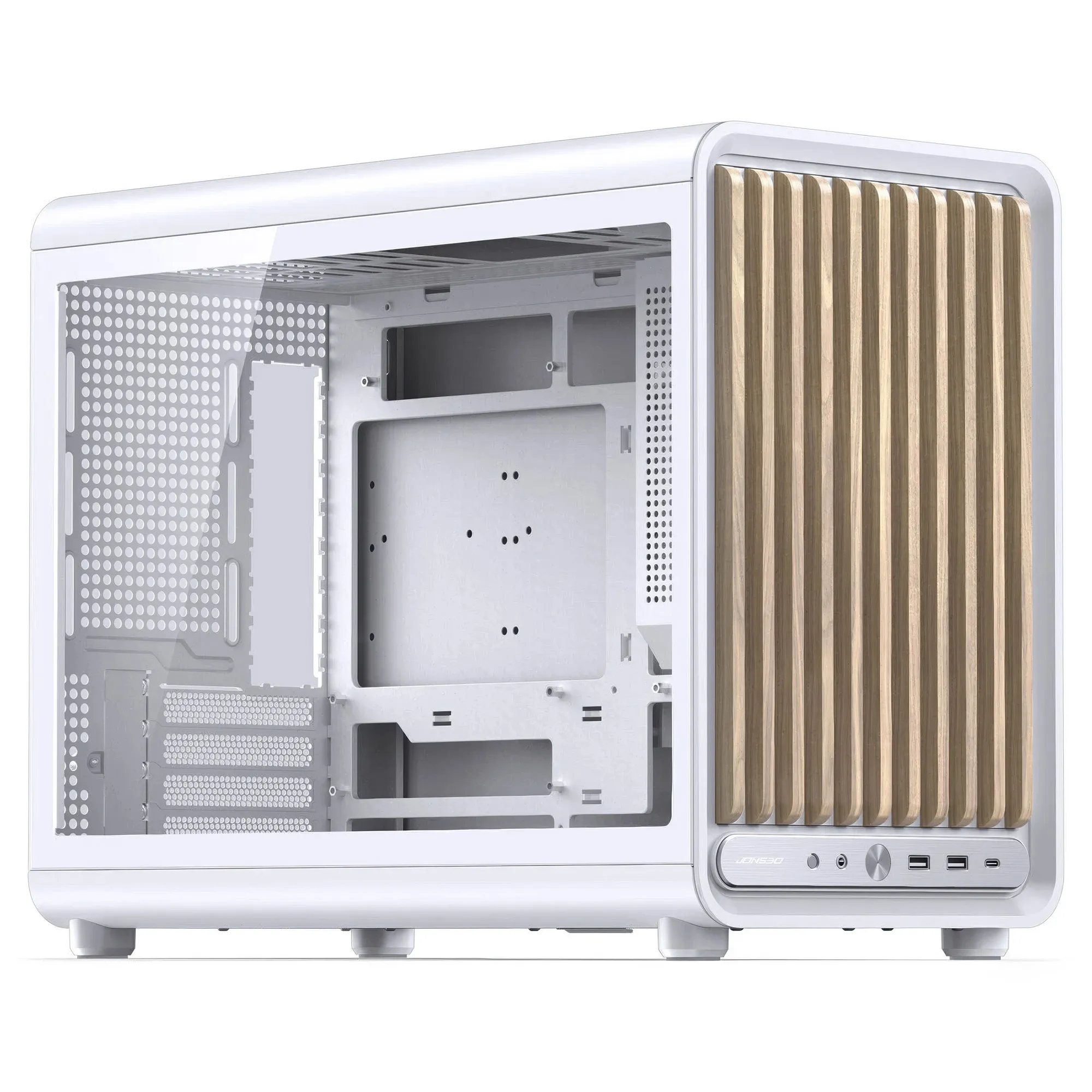Jonsbo D33 Wood - Case mATX Vetro Temperato con Frontale in Legno, Bianco