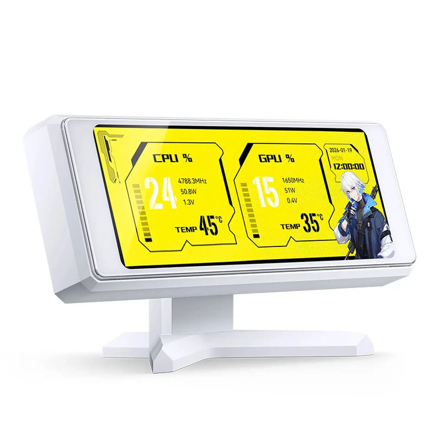 Jonsbo DS339 Mini Display - Schermo IPS 3,39" USB, Monitor Hardware Compatto Bianco