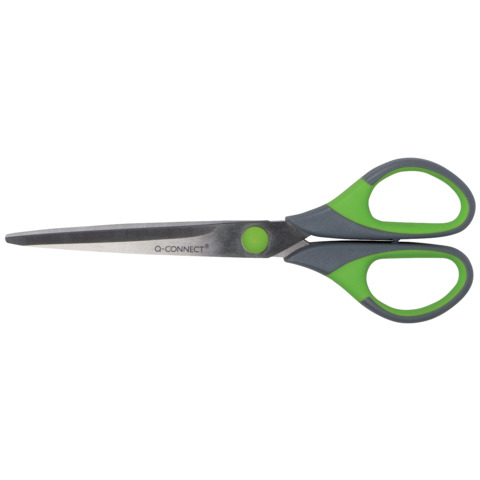 Forbici in blister Q-Connect Softgrip lame simmetriche grigio/verde …