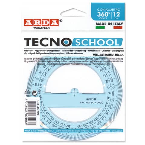 Goniometro ARDA Linea Tecnoschool polistirolo termoresistente azzurro trasparente …