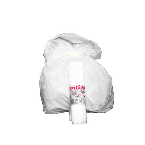 Sacchi immondizia per rifiuti inorganici Rolsac 20 L 45x55 cm - 13 µm bianco - rotolo da 30 pezzi - 10245