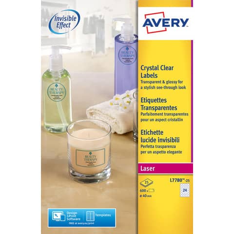 Etichette poliestere trasparenti lucide AVERY QuickPEEL™ tonde Ø …