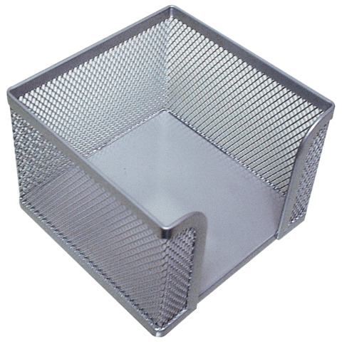 Portamemo in metallo Q-Connect 9,5x8x9,5 cm argento KF00881