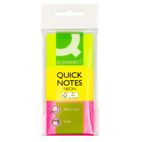 Foglietti riposizionabili Q-Connect Neon assortiti 38x51mm blister 3 …