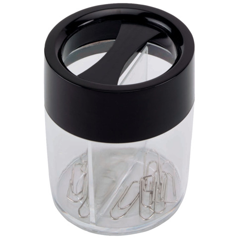 Dispenser per fermagli Q-Connect nero/trasparente rotondo 6x6x7,2 cm …