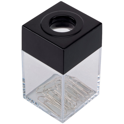 Dispenser per fermagli Q-Connect nero/trasparente quadrato 4,2x4,2x7 cm …