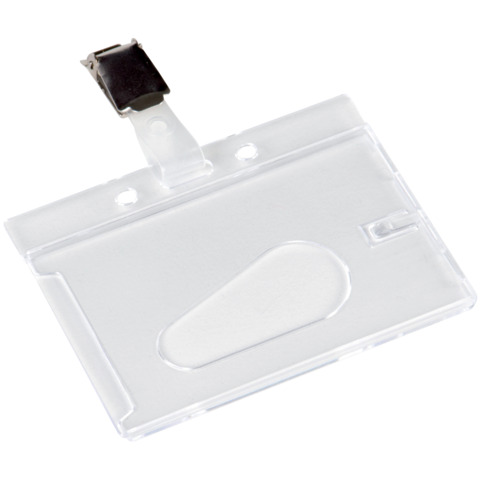 Portabadge Q-Connect 85x54 mm con clip - rigido - conf. da 10 - KF14148